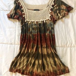 Y2K Women’s Small Crochet Neckline Tie Dye Blouse